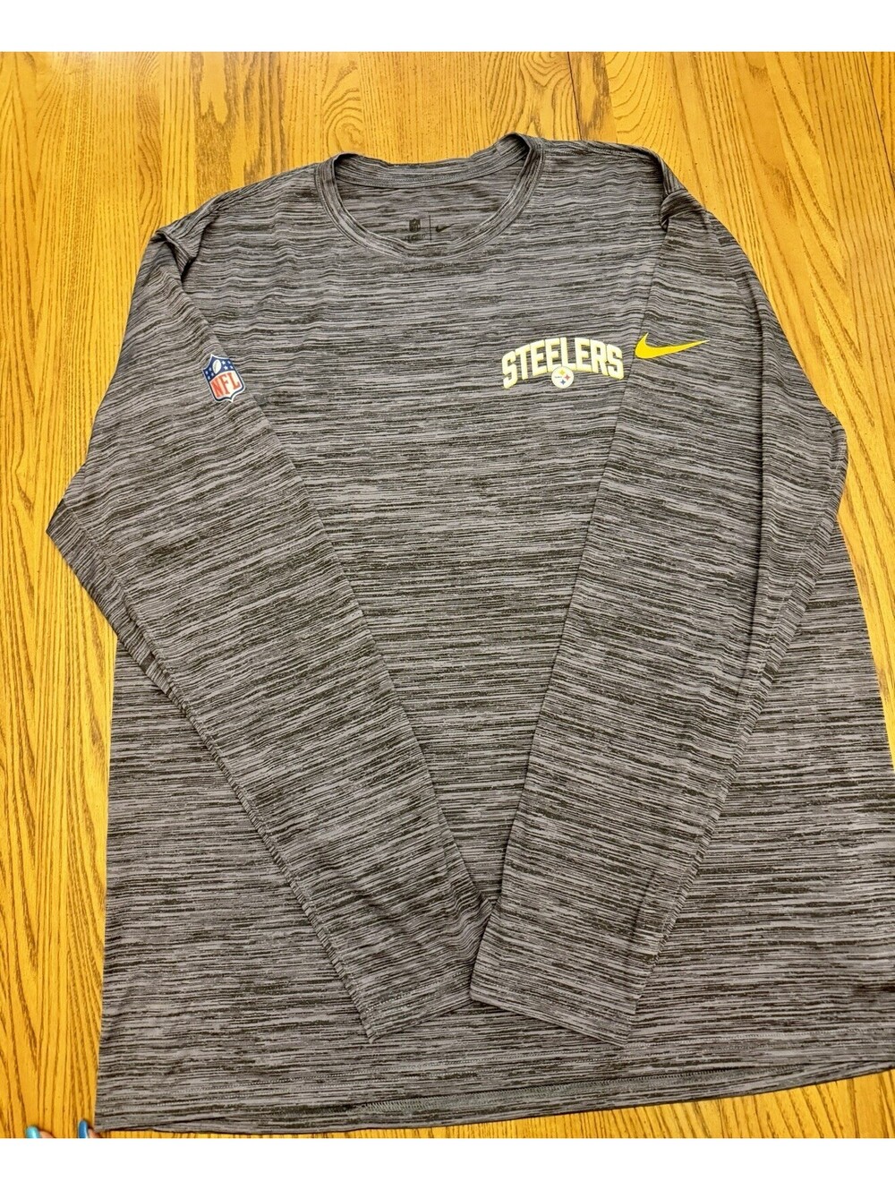 Nike Dri-FIT Pittsburgh Steelers Shirt Mens XL Gray Heathered NFL Long SleeveTee